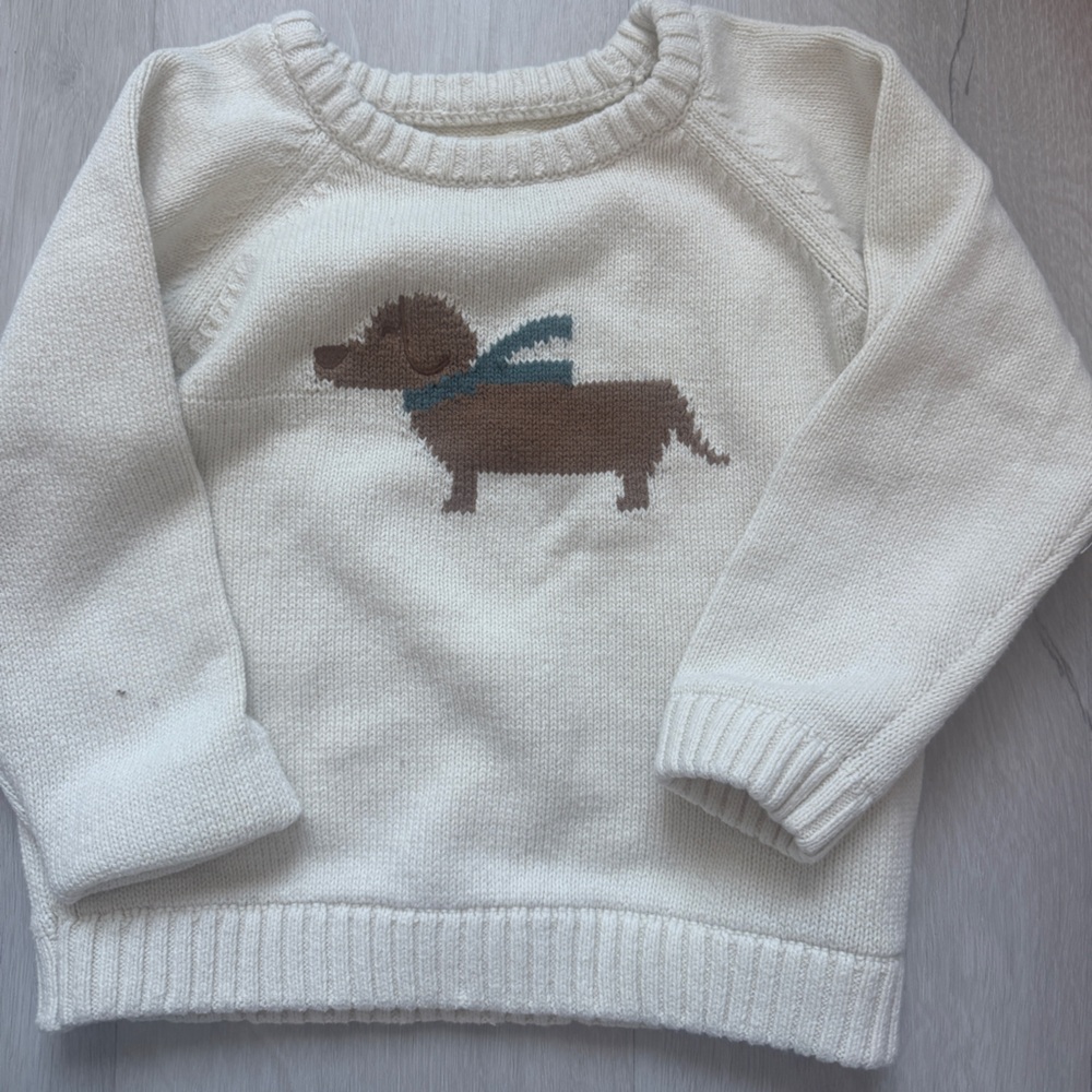 SFERRA Cream Sweater with Dog Design- from Spain